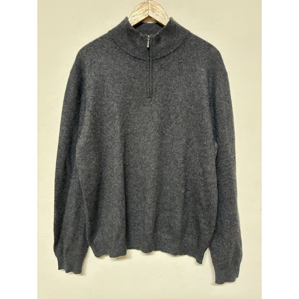 Joseph And Lyman 1/4 Zip 100% Cashmere Pull Over Large Dark Grey Sweater